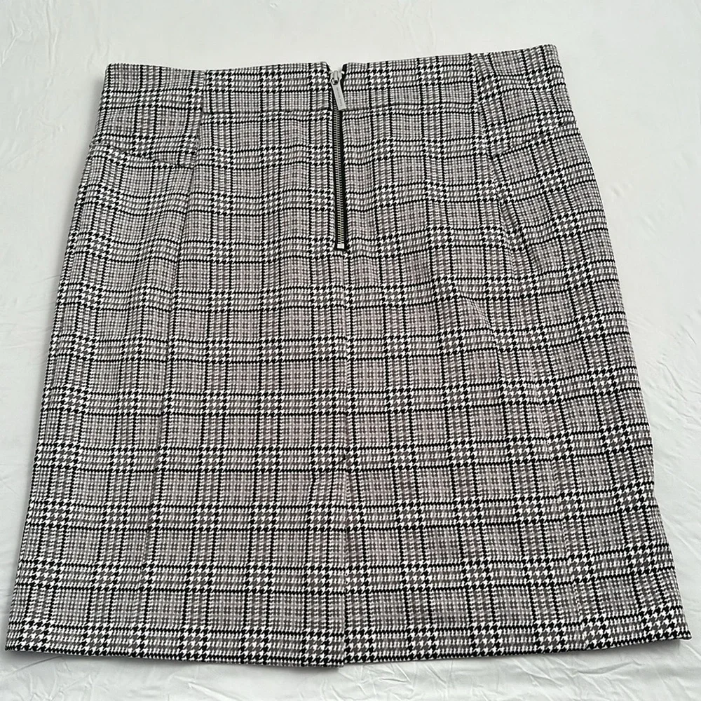 MICHAEL Michael Kors multicolor gray white black plaid stretch pencil skirt